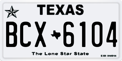 TX license plate BCX6104