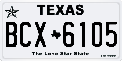 TX license plate BCX6105