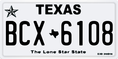 TX license plate BCX6108