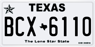 TX license plate BCX6110
