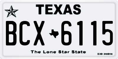 TX license plate BCX6115