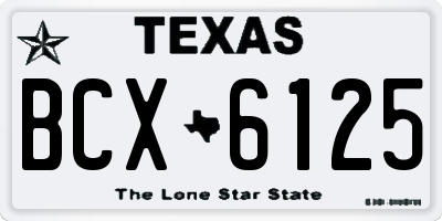 TX license plate BCX6125