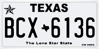 TX license plate BCX6136