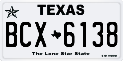 TX license plate BCX6138