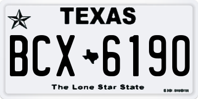 TX license plate BCX6190