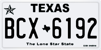 TX license plate BCX6192