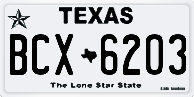 TX license plate BCX6203
