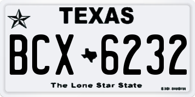 TX license plate BCX6232