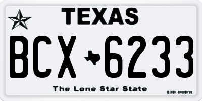 TX license plate BCX6233