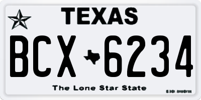 TX license plate BCX6234