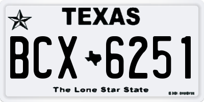 TX license plate BCX6251