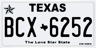 TX license plate BCX6252