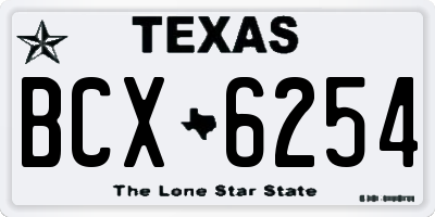 TX license plate BCX6254