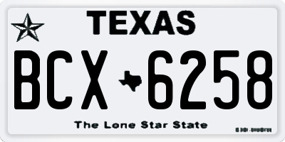 TX license plate BCX6258
