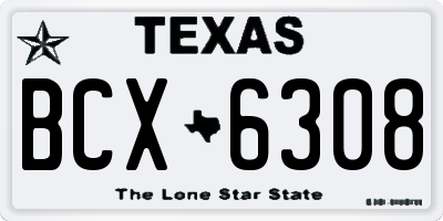 TX license plate BCX6308
