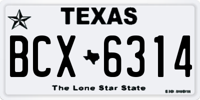 TX license plate BCX6314