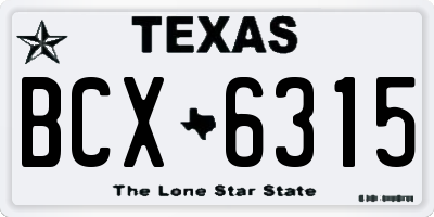TX license plate BCX6315