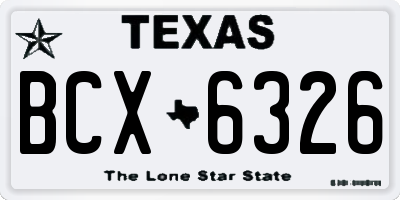 TX license plate BCX6326
