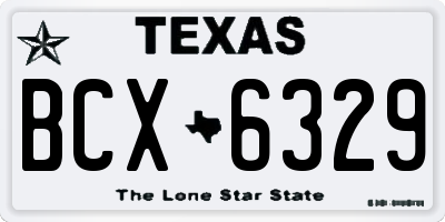 TX license plate BCX6329