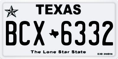 TX license plate BCX6332