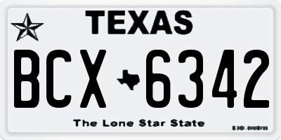 TX license plate BCX6342