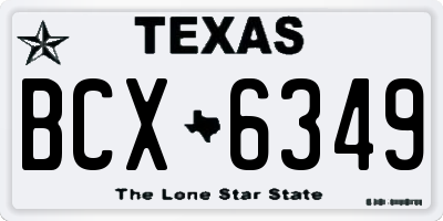 TX license plate BCX6349