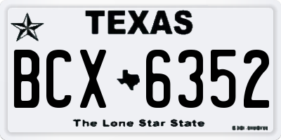 TX license plate BCX6352
