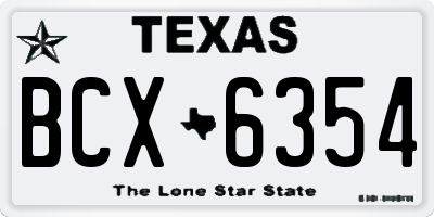 TX license plate BCX6354