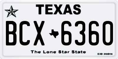 TX license plate BCX6360
