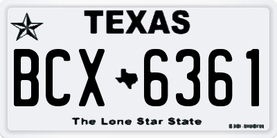 TX license plate BCX6361