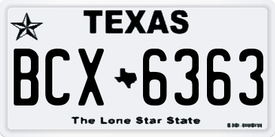 TX license plate BCX6363