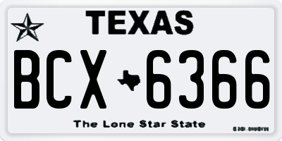 TX license plate BCX6366