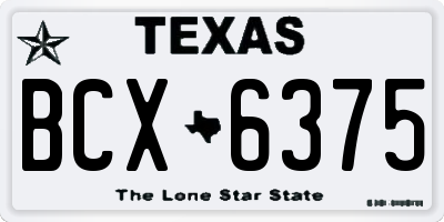TX license plate BCX6375