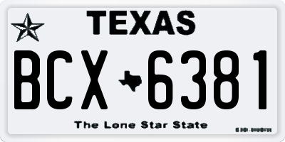 TX license plate BCX6381