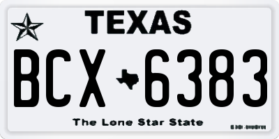 TX license plate BCX6383