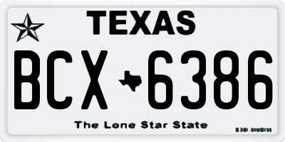TX license plate BCX6386