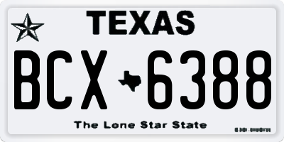 TX license plate BCX6388