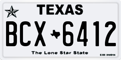 TX license plate BCX6412