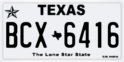 TX license plate BCX6416