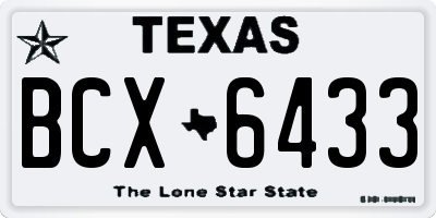 TX license plate BCX6433