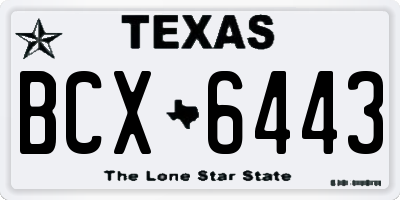 TX license plate BCX6443