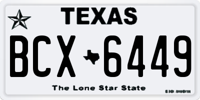 TX license plate BCX6449