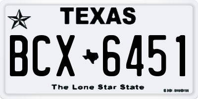 TX license plate BCX6451
