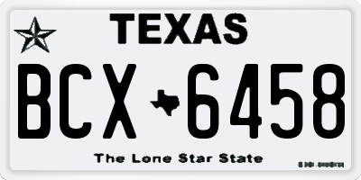 TX license plate BCX6458