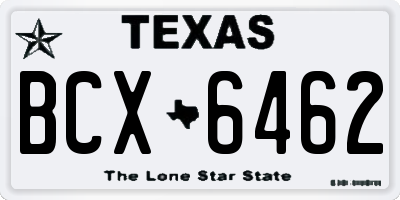 TX license plate BCX6462