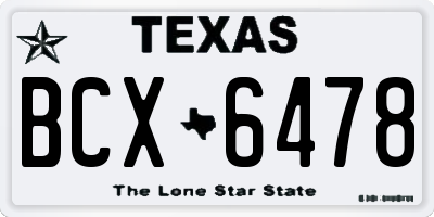 TX license plate BCX6478