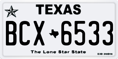 TX license plate BCX6533