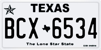 TX license plate BCX6534