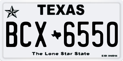 TX license plate BCX6550