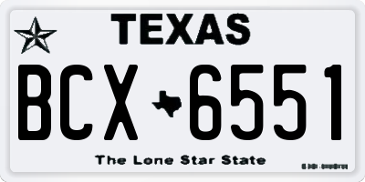 TX license plate BCX6551